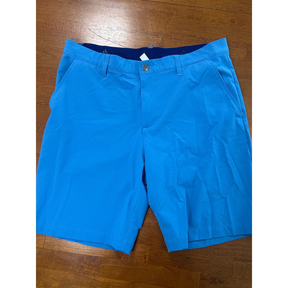 Adidas Golf Shorts Mens 33 Blue Primegreen Performance Flat Front Athletic